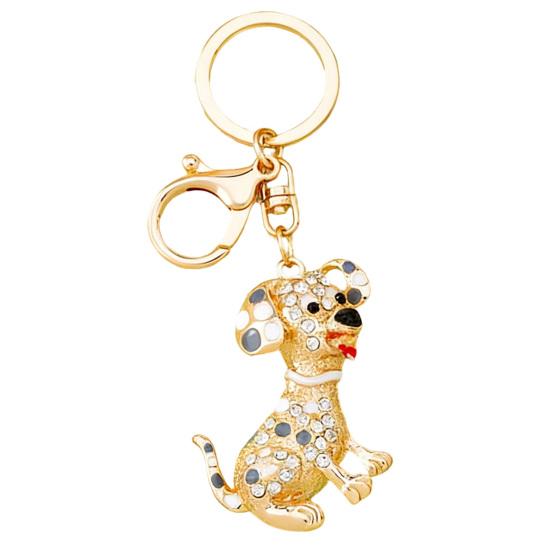 Keychain Pendant Rhinestones-Encrusted Cartoon Puppy Charm Key Chain Strong Lobster Clasp Key Holder Bags Car Decoration