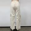 Women's Straight Leg Cargo Nine-point Pants Elastic Elastic High-waisted Casual Pants