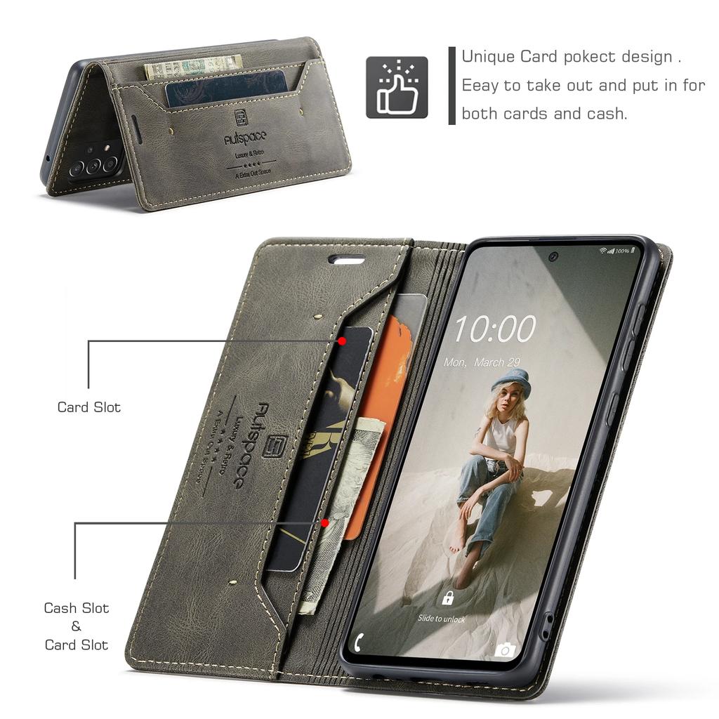 Lyxigt magnetiskt flip plånboksfodral i läder för Samsung Galaxy S23 S22 Utlra S20 Fe S10 S9 S8 Plus Note 10 20 A14 A24