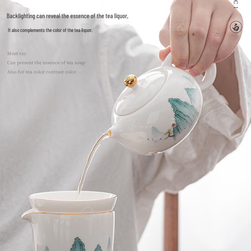 Mutton-fat Jade Porcelain Xishi Teapot