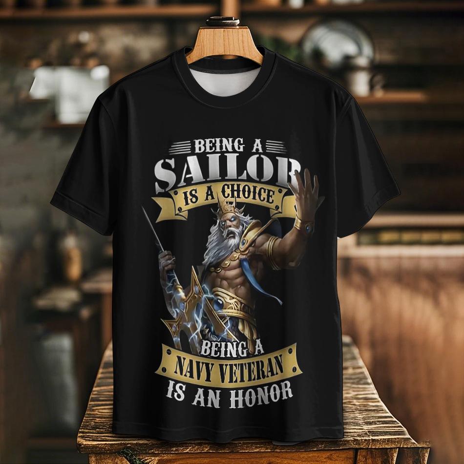 Summer Round Neck 3D Fun Cartoon Patterns Print Top Fashionable Casual Short Sleeved Men's T-shirts