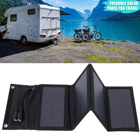 Składana ładowarka solarna 7W Wysoka moc wyjściowa Ochrona przed przeładowaniem/zwarciem Przenośny panel zasilania awaryjnego do telefonów wentylatorów