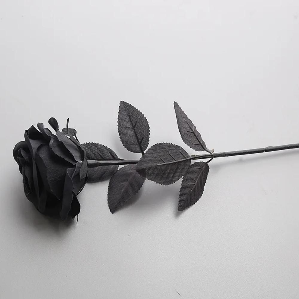 Gothic Style Artificial Black Rose Flowers Pure Black Fake Rose Flower  Wedding Home Party Decor