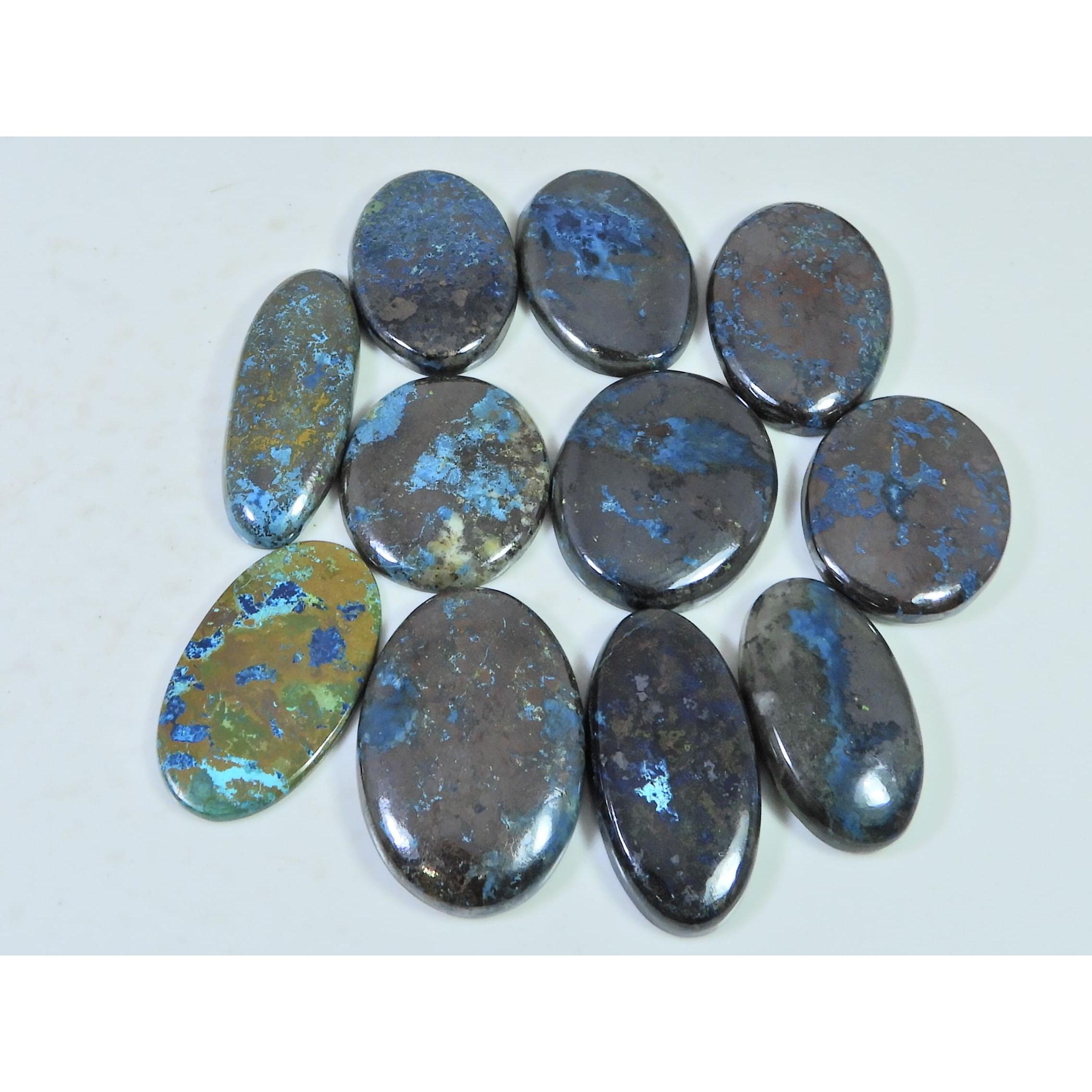

11Pcs Natural Chrysocolla Oval Shape Cabochon Loose Gemstone 390Cts. Lot C-1979
