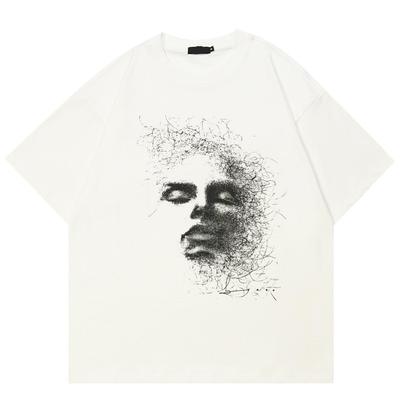 Streetwear Halbgesichts-Grafik T-Shirt Baumwoll-T-Shirt Unisex Oberteile T-Shirts Sommer Kurzarm T-Shirt