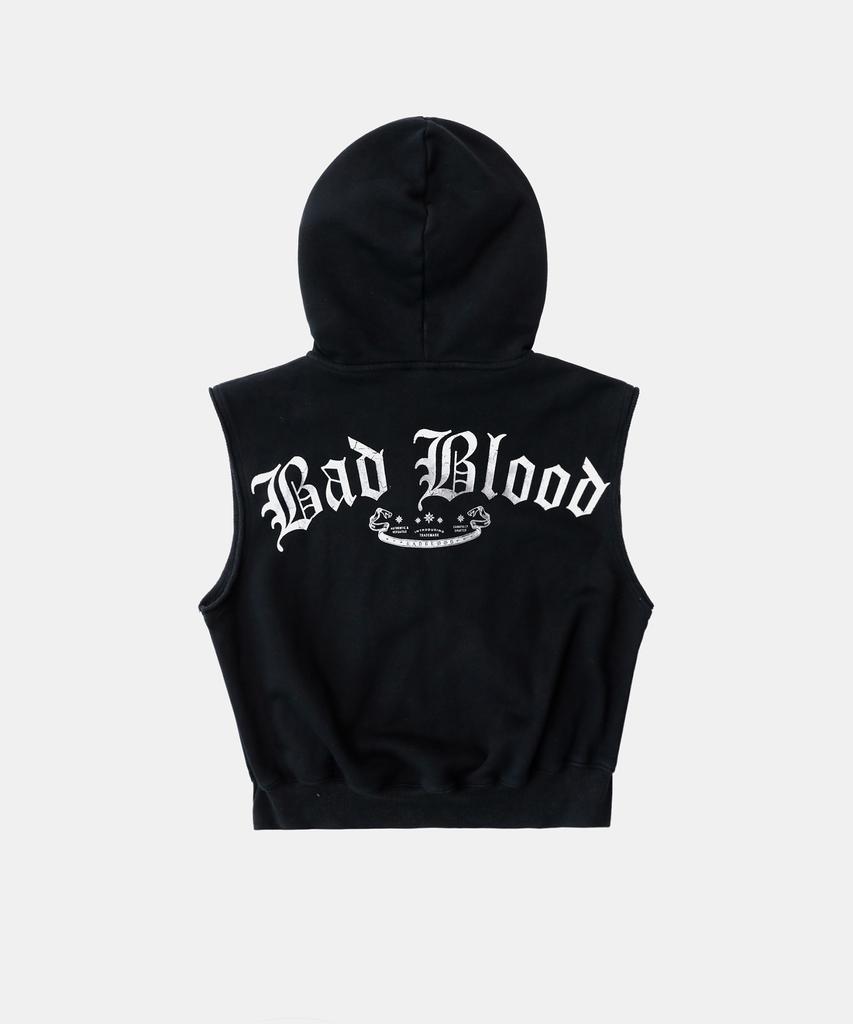 Badblood Mystic Patch Sleeveless Zip-Up Hoodie - Washed Black