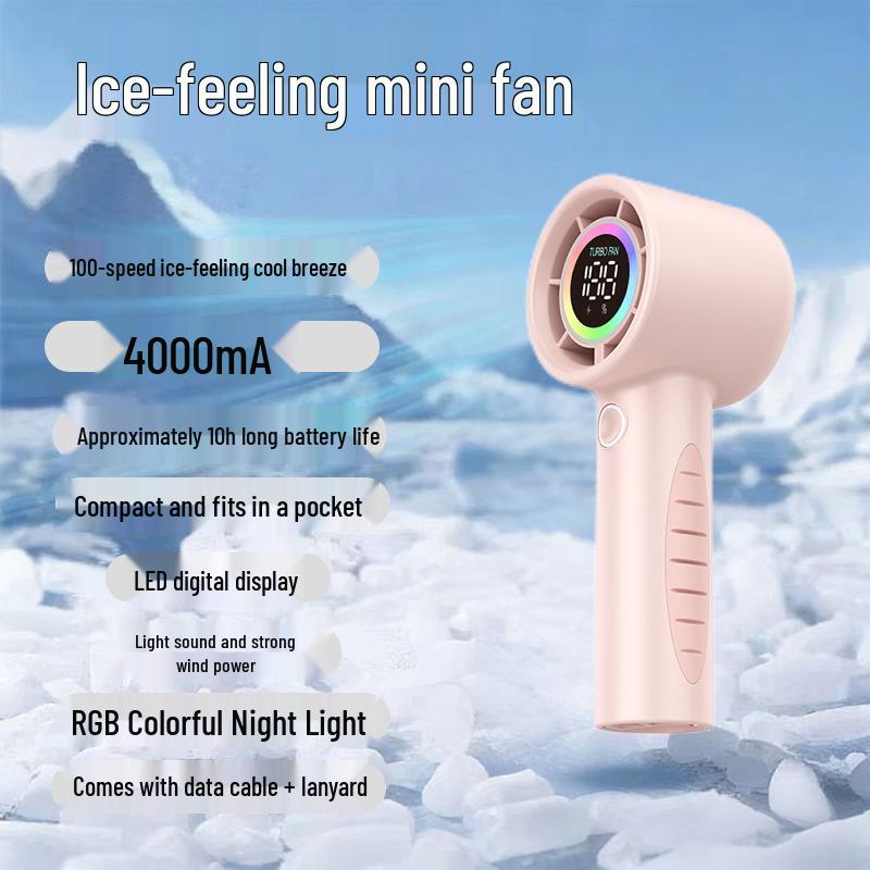 Turbo Ice Pack Handheld Portable Mini Folding Fan with High-Speed Semiconductor Cooling 2026 New High-Speed Handheld Fan