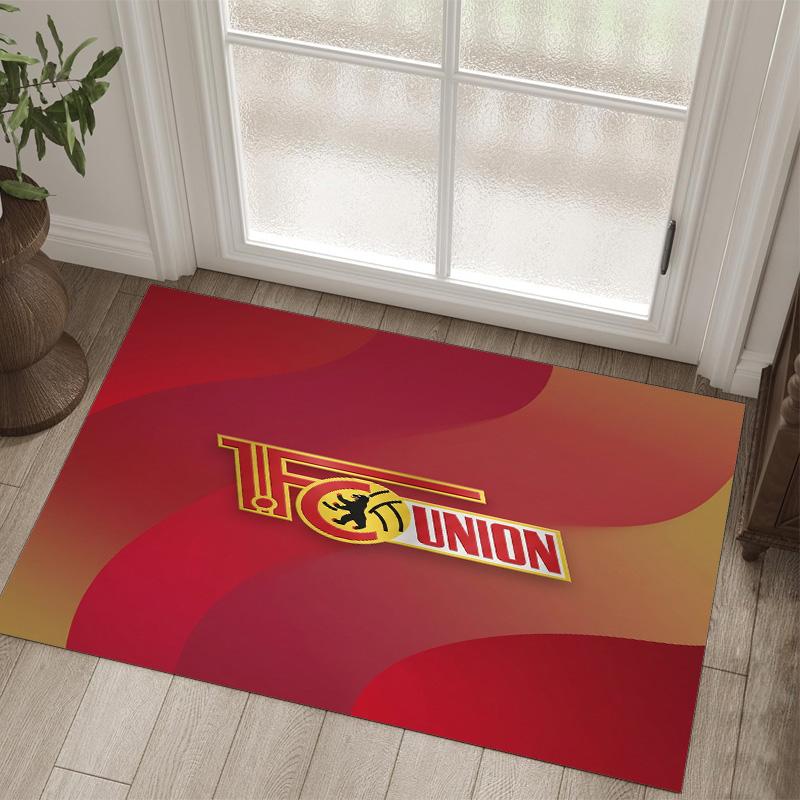 Union Berlin FC Design Kristall Samt Teppich Gemütlich Non?Rutschfester Teppich mit Aufdruck für Schlafzimmer Wohnzimmer Eingang