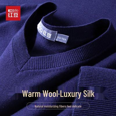 Hodo Men's V-Neck Silk-Wool Blend Knit Sweater