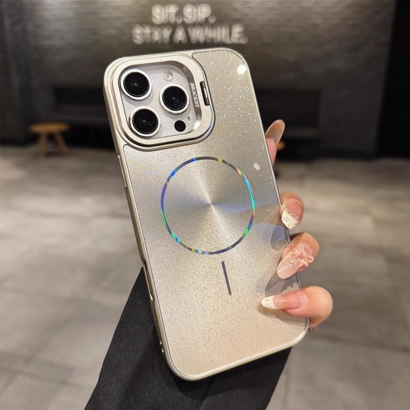 

Starry Sky Powder Is Suitable IPhone 16 Slim Circle Magnetic Phone Case Apple 15 Lens Holder High-end PC Anti Drop iPhone 13 PROMAX