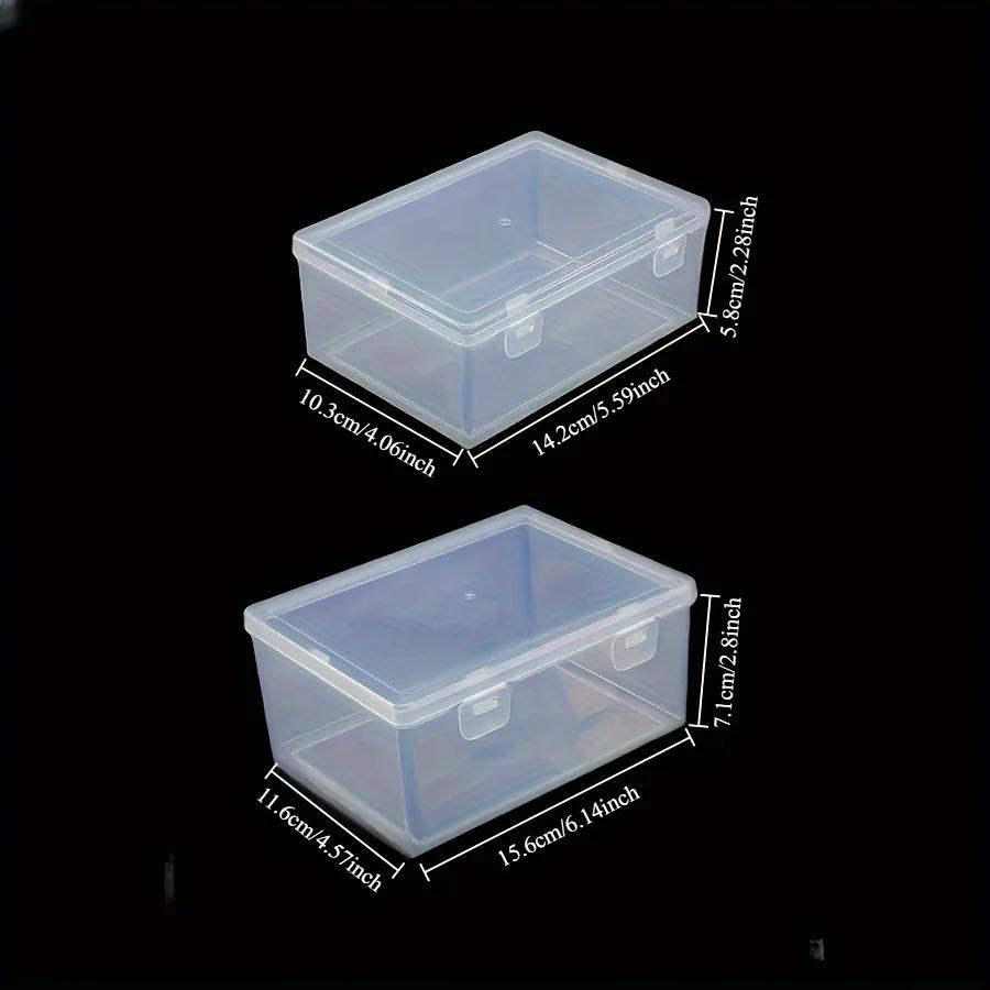 2Pcs Transparent storage box with lid - modern plastic storage box with double buckle closure for desk stationery and cosmetics
