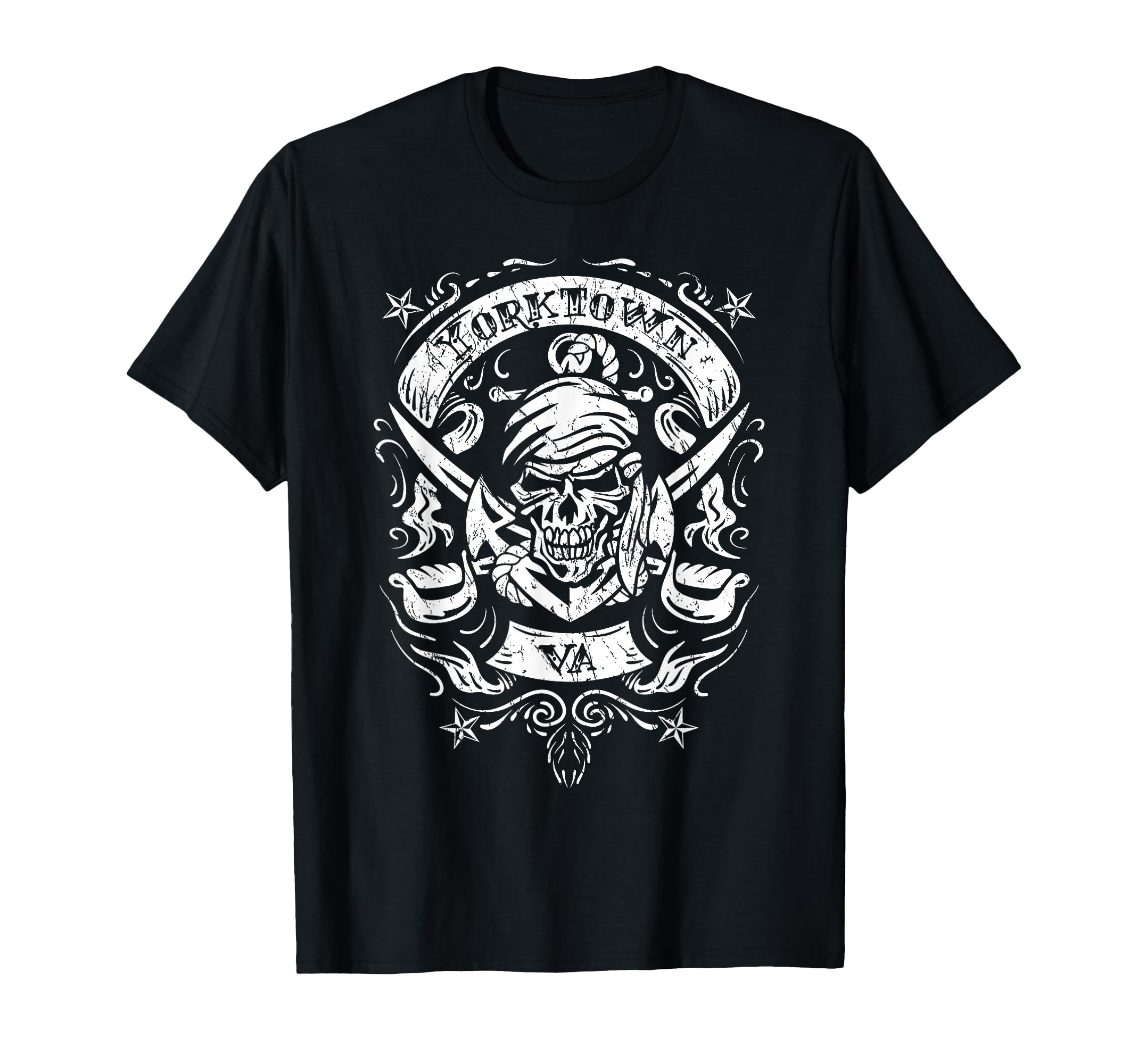 

Yorktown Virginia Pirate Skull Crossed Swords Anchor Design T-Shirt