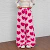 Women Leopard Print Wide Leg Pants Elastic Waist Drawstring Casual Loose Long Trousers