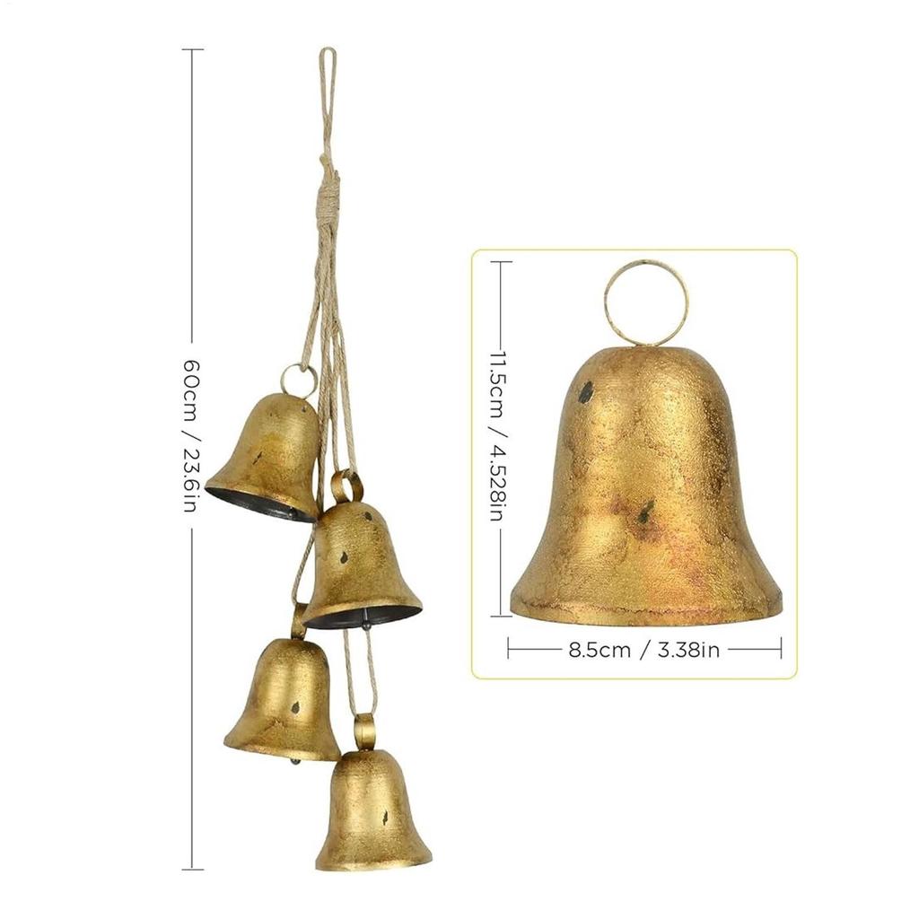 Decorative Bells Handmade Cow Bells For Christmas Weatherproof Gold Cow Chime For Dining Entryway Window Bedroom Door Living