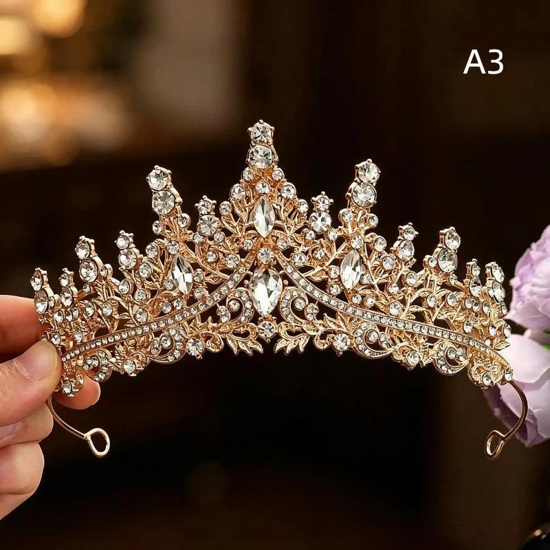 Bling Rhinestone Bridal Wedding Crown Princess Style Tiara Elegant Bridal Headwear for Prom Pageant Wedding