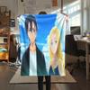 1PC Summer time Rendering Print Flannel Blanket, High quality All Seasons, Home Decor, Warmth and Comfort, Perfect for Christmas Gifts