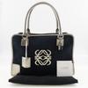 LOEWE Amazona 36 Handbag Boston bag 2010 Navy blue/Silver canvas/leather Women Used