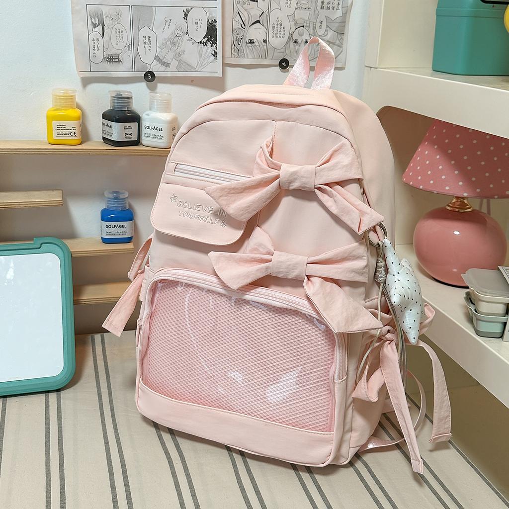 Zaino Zaino Scolastico da Donna 1011 Nuovo Grande Capacità Zaino da Pendolare Borsa Dolore Stile Fiocco Balletto Zaino Scolastico per Studente di Scuola Media