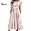 Fashionable Vacation Dresses for Ladies Long Sleeve Floral Dress, Women Cottagecore Waist Cinching Casual Autumn with Sleeves Midi Dress Street Party