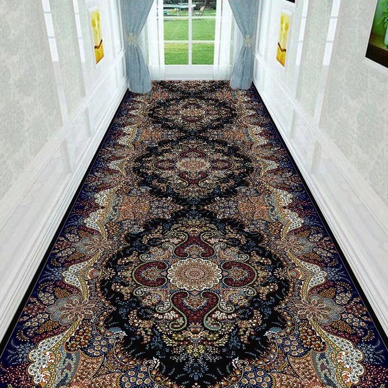 Retro European Long Corridor Carpet Runner Washable Strip Rug for Home Hotel Hallway Decor Villa Stairway Floor Mats