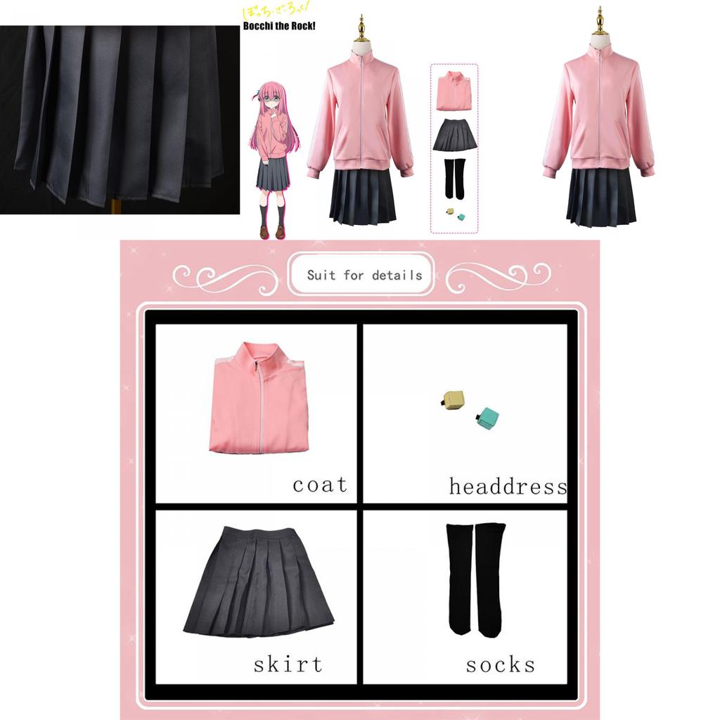 Bocchi, der Stein! Gotou Hitori Cosplay Kostüm Bequemes Strapazierfähiges Uniform-Outfit für Kostümparty