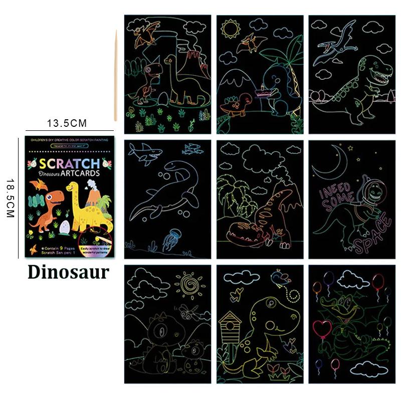 Regenbogen-Rubbelpapier Kinder-Kunstkarten Schwarz DIY Regenbogen-Kunstpapierkarte Neon-Rubbelpapier Weihnachten Neujahrsgeschenk für Kinder
