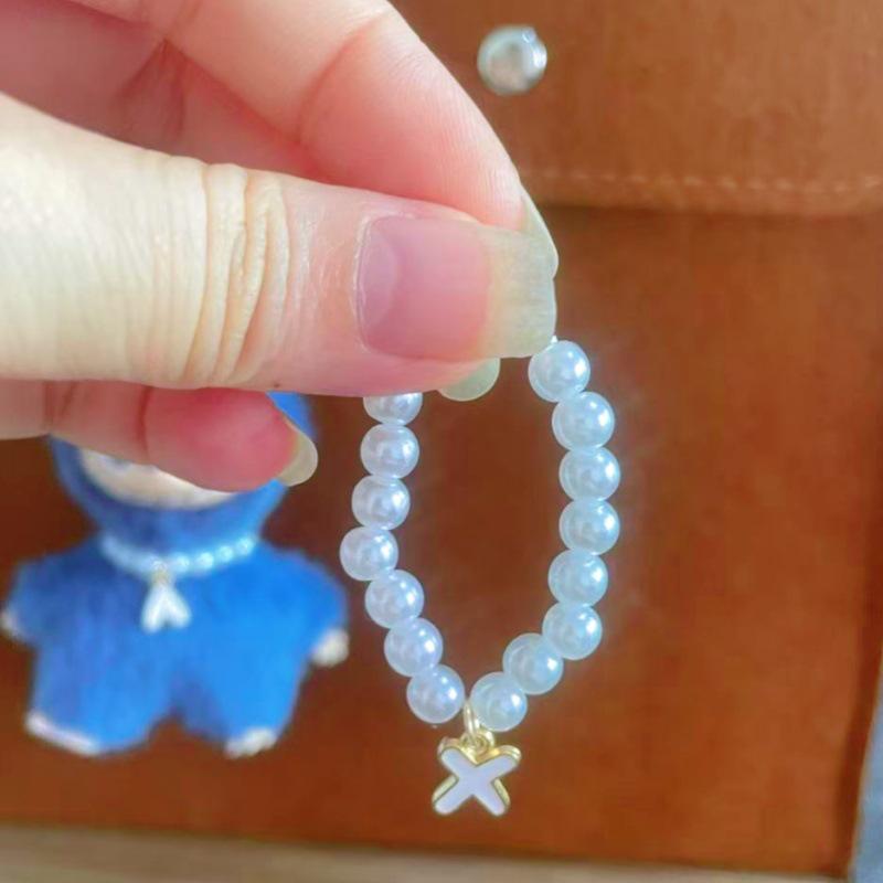 Mini Labubu 4th Gen Pearl Necklace with 26 Letter Pendant and Pendant Accessories for Doll Clothes