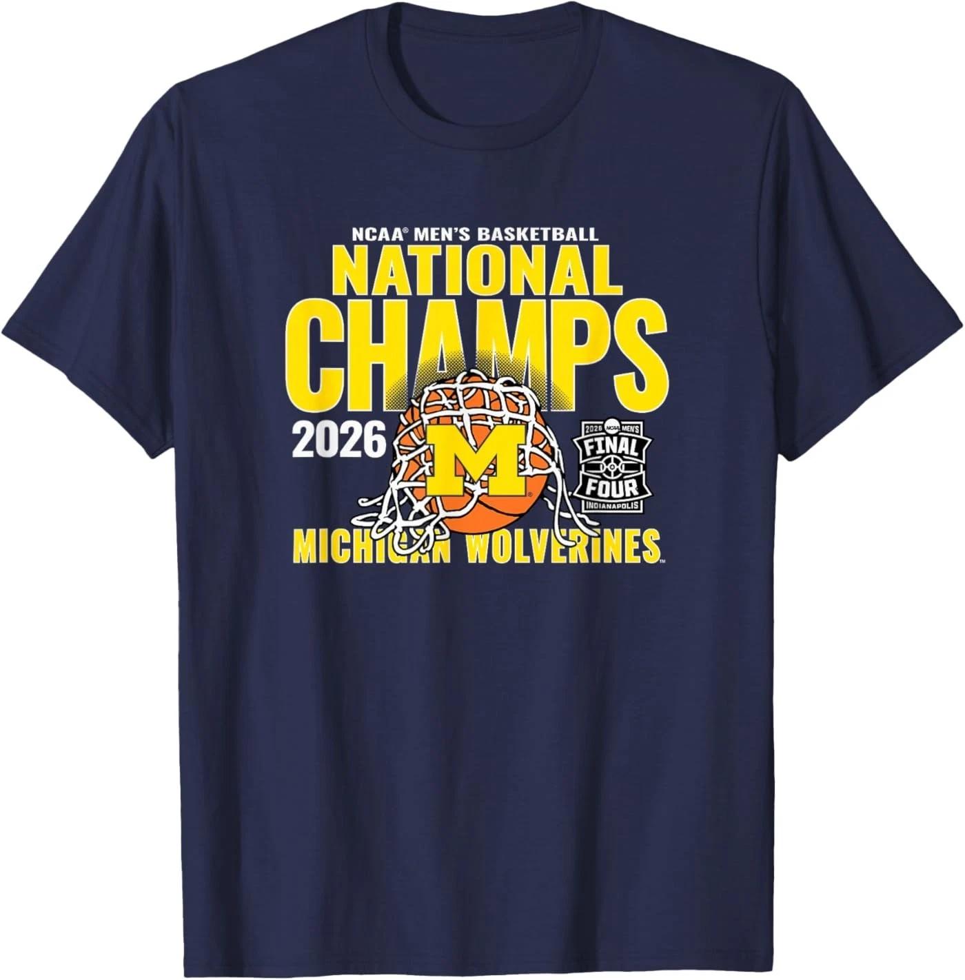 Michigan Wolverines 2026 National Champs Men s Bball Net T-Shirt S