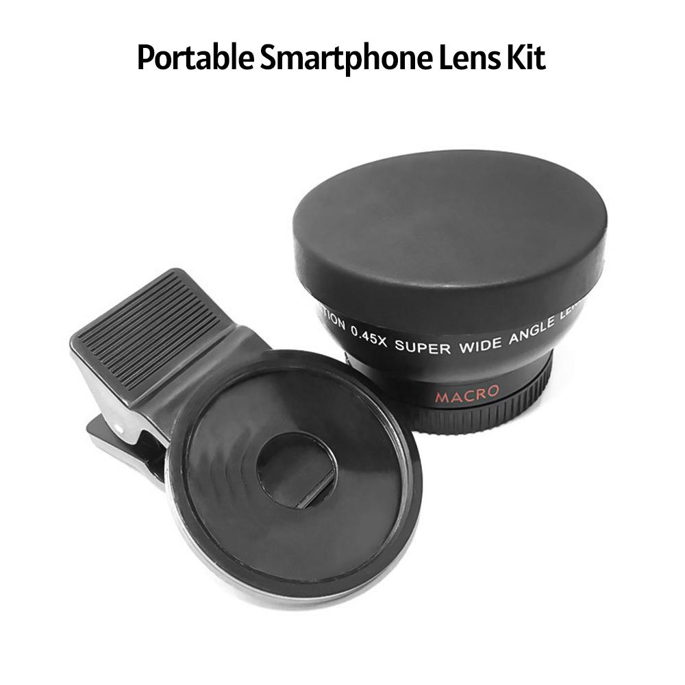Univerzálny objektív pre fotoaparát mobilného telefónu 37mm závit Objektív pre smartfón 0.45X 49UV Makro a širokouhlý objektív