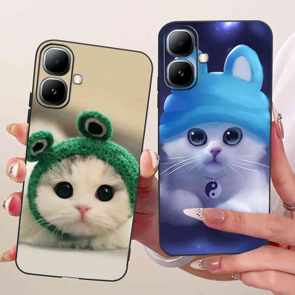 For Infinix Smart 20 4G X6840 X6840B Case Cartoon Cat Dinosaur TPU Black Cover For  Infinix Smart20 smart 20 4G Phone Casing