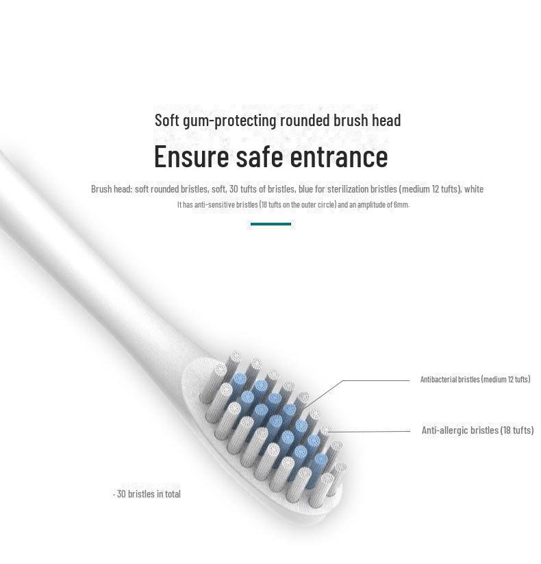 Rechargeable Ultrasonic Electric Toothbrush for Adults & Kids - Soft Bristle, Six Speeds