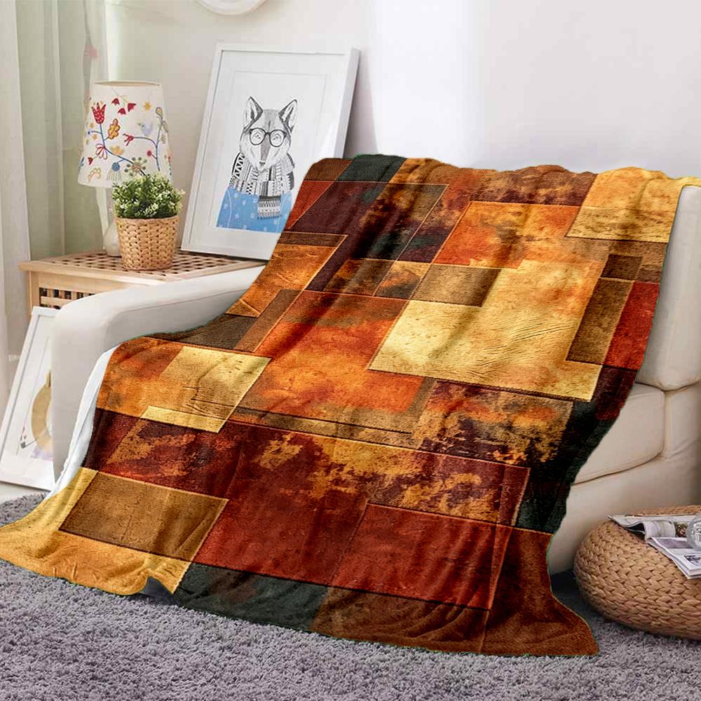 1Pc Abstract Squares Blanket Soft And Comfortable Casual Warm Camping Travel Christmas Halloween Xmas Gift M92833
