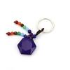 Natural Crystal Stone Hexagram Keychain Pendant Colorful Chakra Beaded Luggage Pendant K44