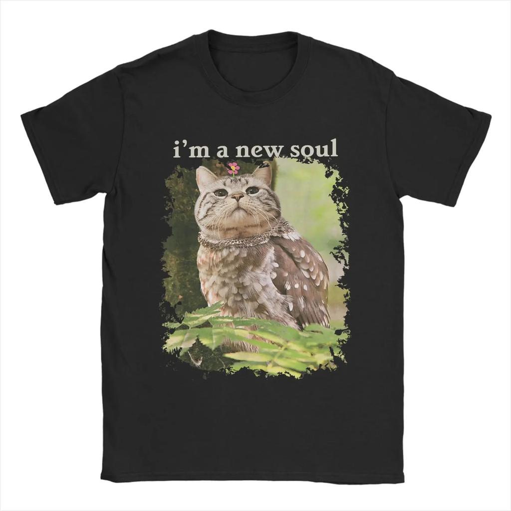 Damen Oberteile Lustig Entzückend Katze Eule Brainrot Meme Meowl Weihnachts T-Shirts Tolle T-Shirts Kurzarm Rundhals T-Shirt Unisex