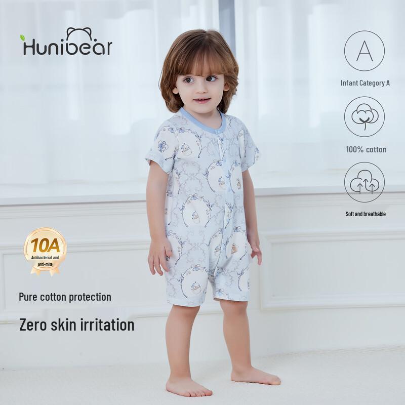 

Счастливый Медвежонок Летний Антибактериальный Ромпер с коротким рукавом 90/52