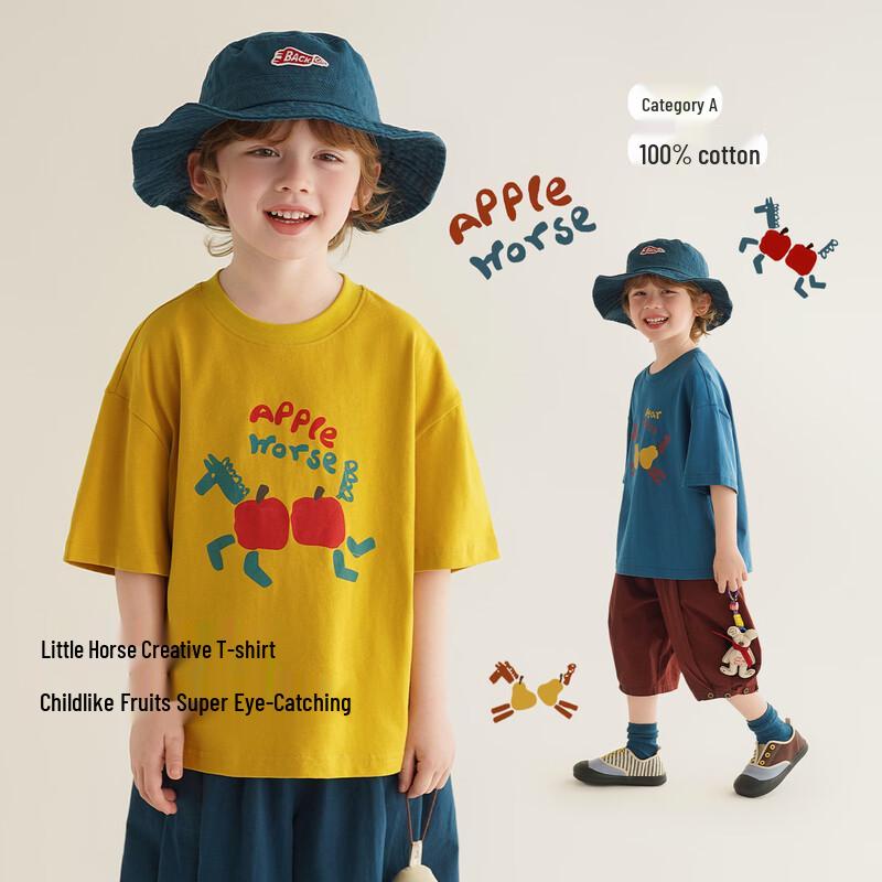 Boy s Loose Fit All-Cotton Breathable Short Sleeve T-Shirt 100
