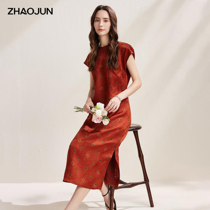 New Chinese Style Mulberry Silk Short-Sleeve Dress XL