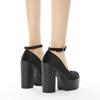 Primavera otoño zapatos de plataforma sexis para mujer zapatos de tacón alto grueso zapatos de plataforma de gamuza con suela de goma negra para mujer
