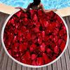 Floral Petal Print Round Beach Towel with Tassels Sand Free Quick Dry Circle Bath Towel Soft Absorbent Meditation Rug Yoga Mat