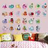 26 Alphabet Stickers English Words Cartoon Animals for Kids Room Kindergarten Classroom Wall Decoration