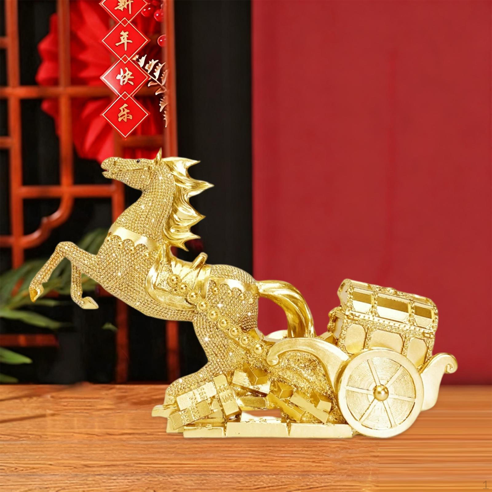 

Скульптура животного Статуэтка лошади Художественное изделие Ремесла Смола Фигурка Украшение для Офиса Прихожей Стола золотой