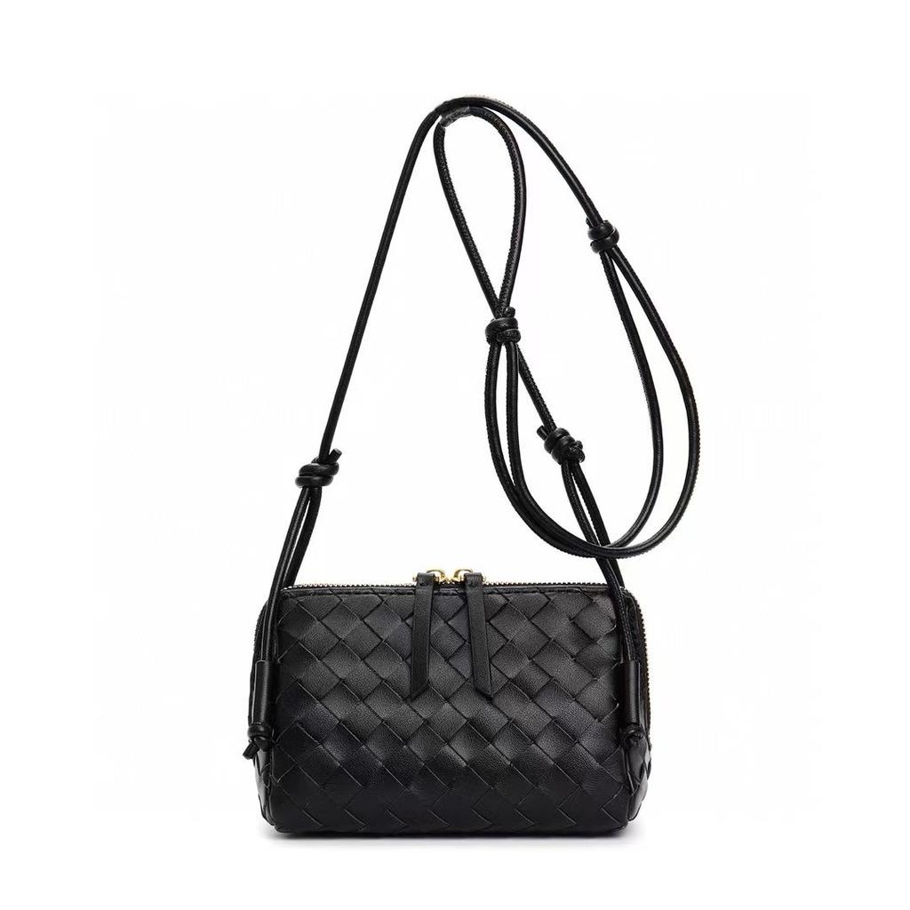 Popular Woven Square Bag 2025 Summer New Calfskin Leather Shoulder Bag French Mini Bag