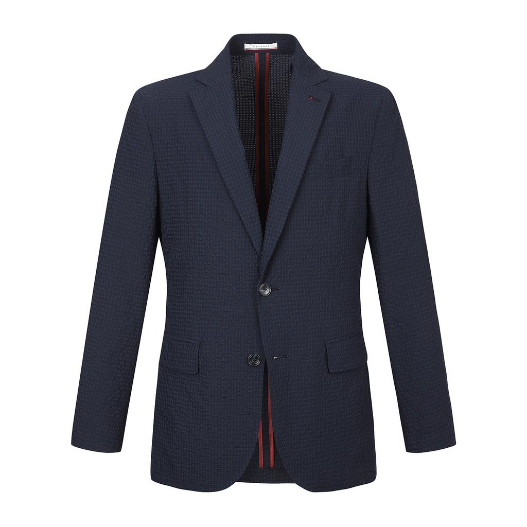 Ferraromilano Lightweight Rib Knit Seersack Jacket Navy (Am0Fozc20449)