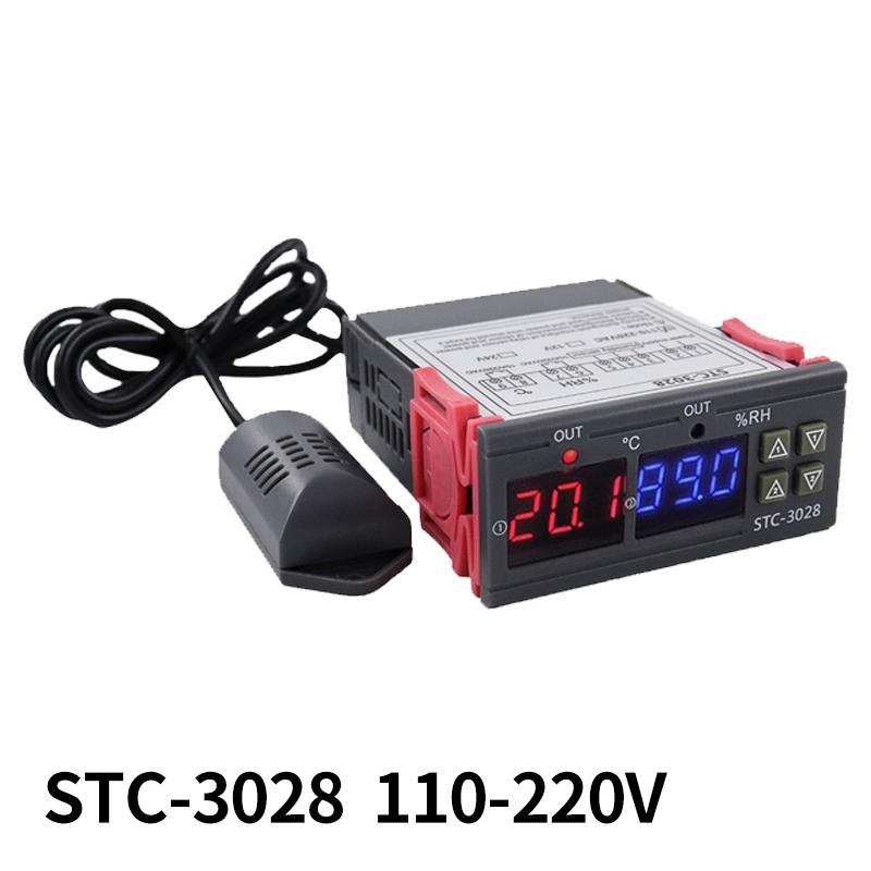 STC-3028 Dual Digital Thermostat Temperature Humidity Control Thermometer Hygrometer Controller AC 110V 220V DC 12V 24V 10A