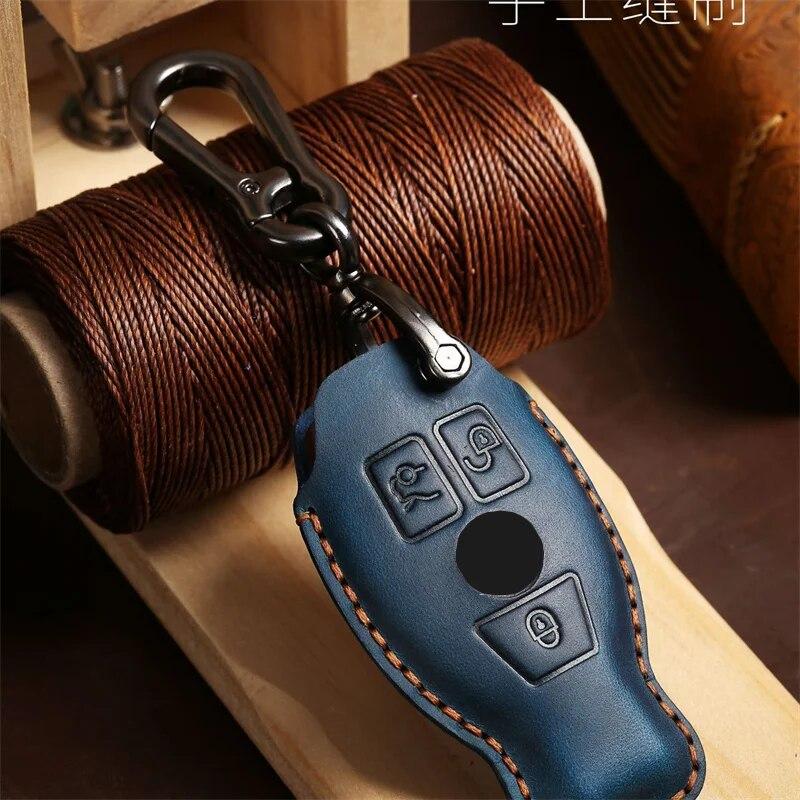 Leather Car Remote Key Case Cover  for Mercedes Benz A C E S G Class W204 W205 W212 W176 X167 W463 GLC CLA GLK GL Protector Fob