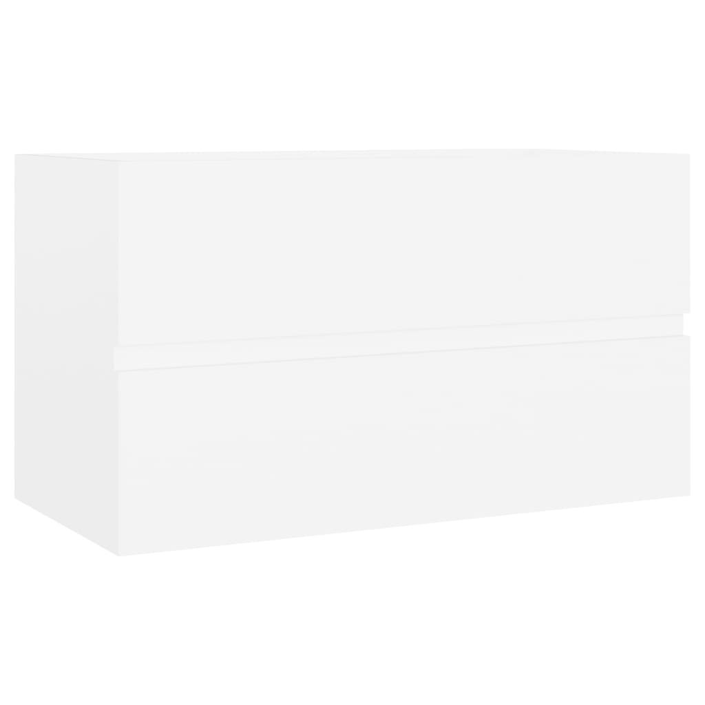 White Washbasin Cabinet with Built In Basin Wood Based Material