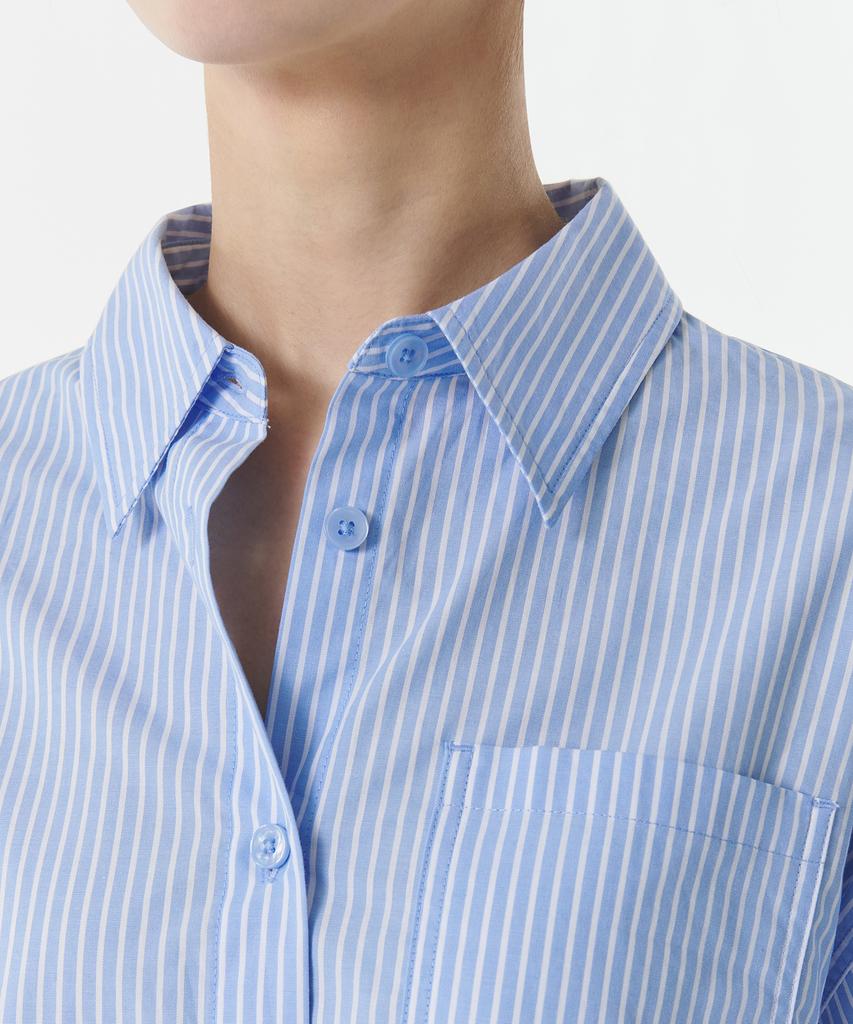 MUSINSA STANDARD WOMAN Women'S Striped Oversized Crop Poplin Shirt [Blue]
