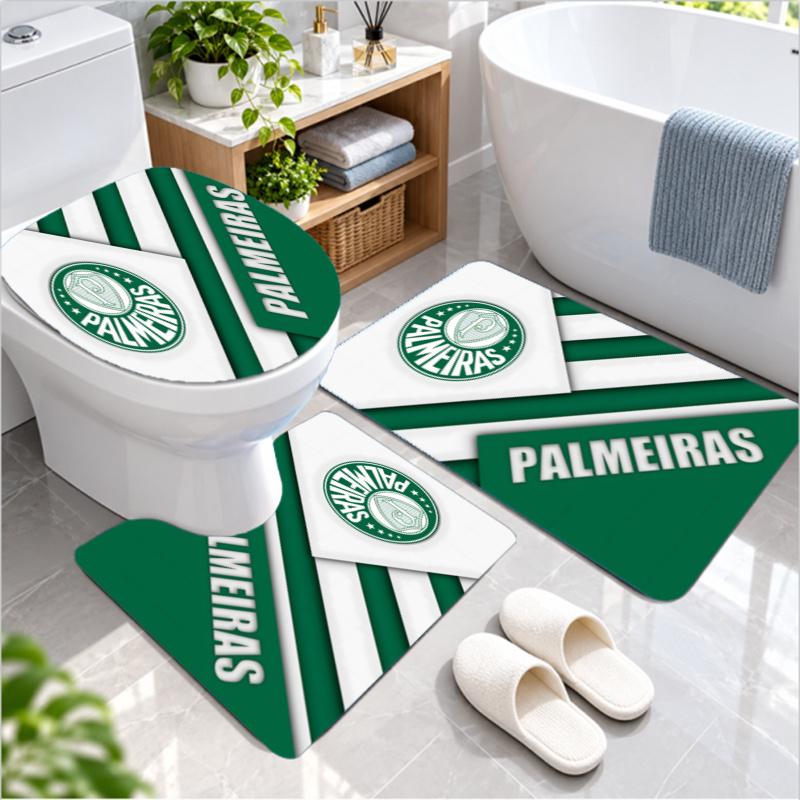 Clube de Regatas do Palmeiras Toilet Mat 3-Piece SetU-Shaped Anti-Slip Bathroom Floor Mats with Bathtub Mat Soft Absorbent Non-Slip Toilet Rug