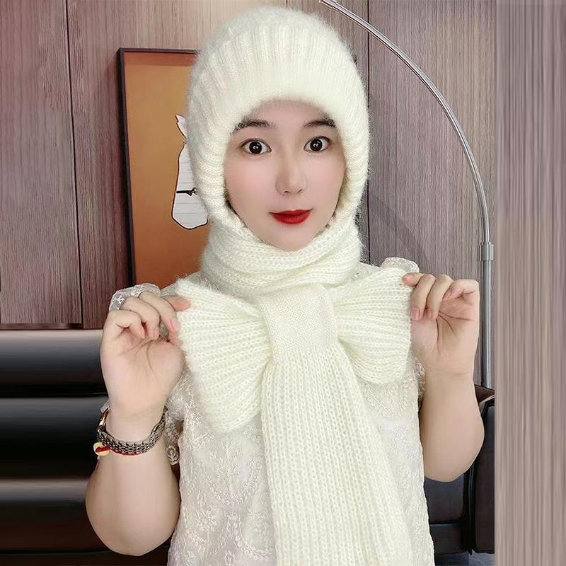 Korean Winter Ear Protection And Neck Protection Knitted Hat For Women