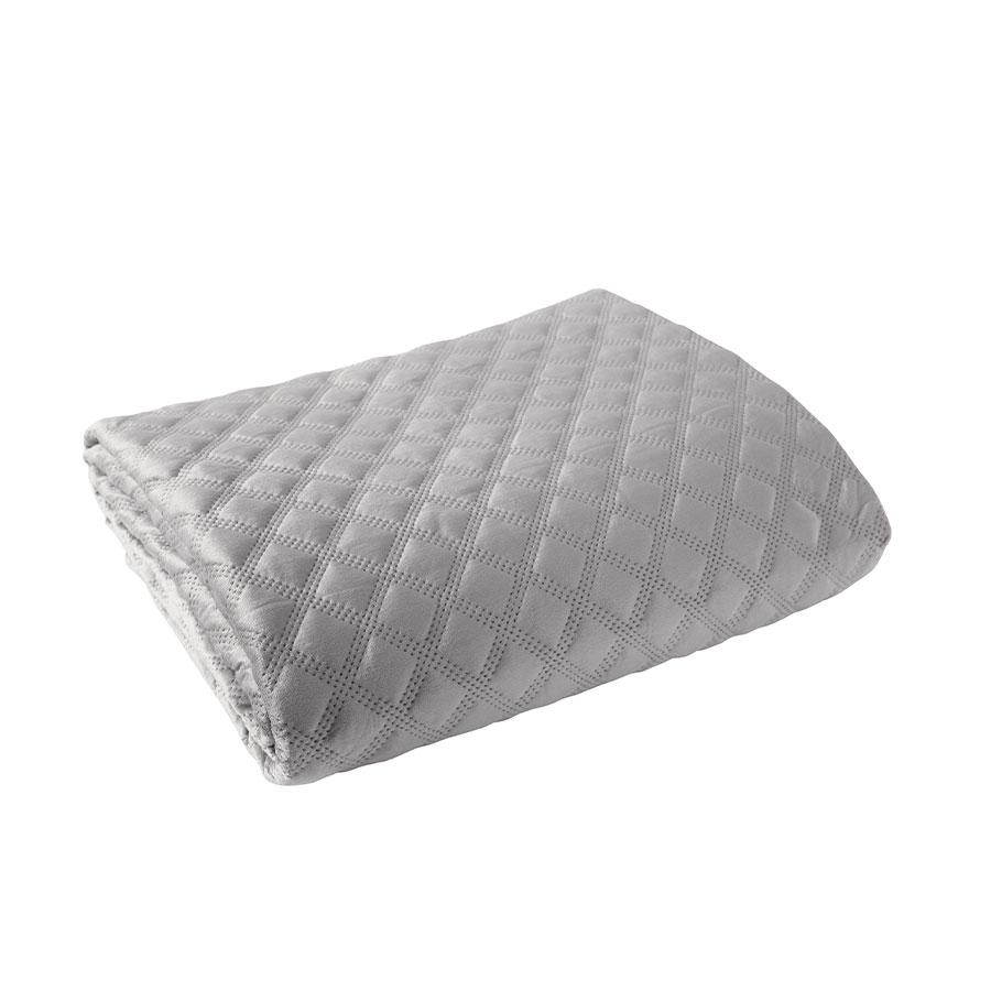 VELVI Bedspread 220x240cm - light gray with a geometric pattern
